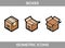 Simple Set ofÂ Isometric packaging boxes Vector FlatÂ Icons. Color flat isometric icons with thick strokes. Cardboard boxes